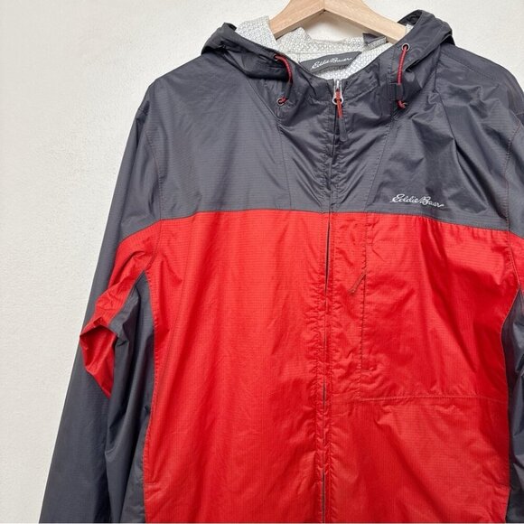 Eddie Bauer Mens Large Two Tone Grey Orange Windbreaker Jacket - Picture 6 of 14